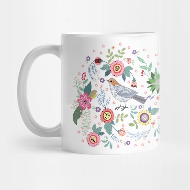 Beautiful bird in flowers by AnnaY 